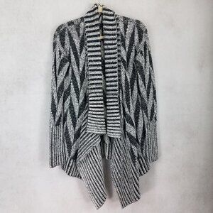 Romeo & Juliet Cardigan Sweater Open Front Knit Draped Black Gray Womens S